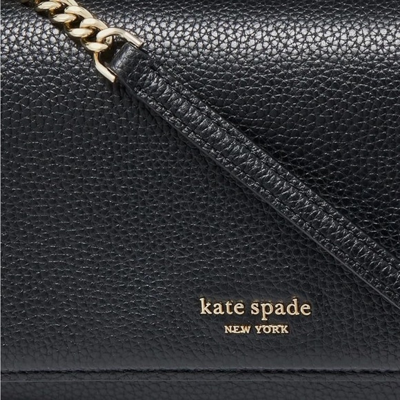 NEW! Kate Spade Eva Wallet On A Chain – Black Pebbled Leather - Picture 5 of 9